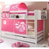 Hot Wohnen 90x200 Prinzessinnen Etagenbett in Weiß mit Stoff Set - Laxela