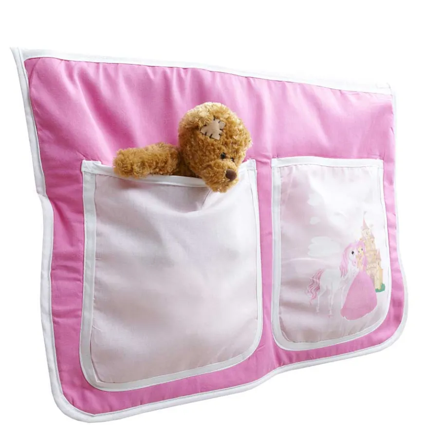 Hot Wohnen 90x200 Prinzessinnen Etagenbett in Weiß mit Stoff Set - Laxela
