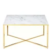 Best Wohnen 80x80 Quadrat Couchtisch in Marmor Optik & Gold - Hulmane