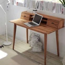 Wohnen 110x58 Schreibtisch Sekretär aus Holz - Eyes