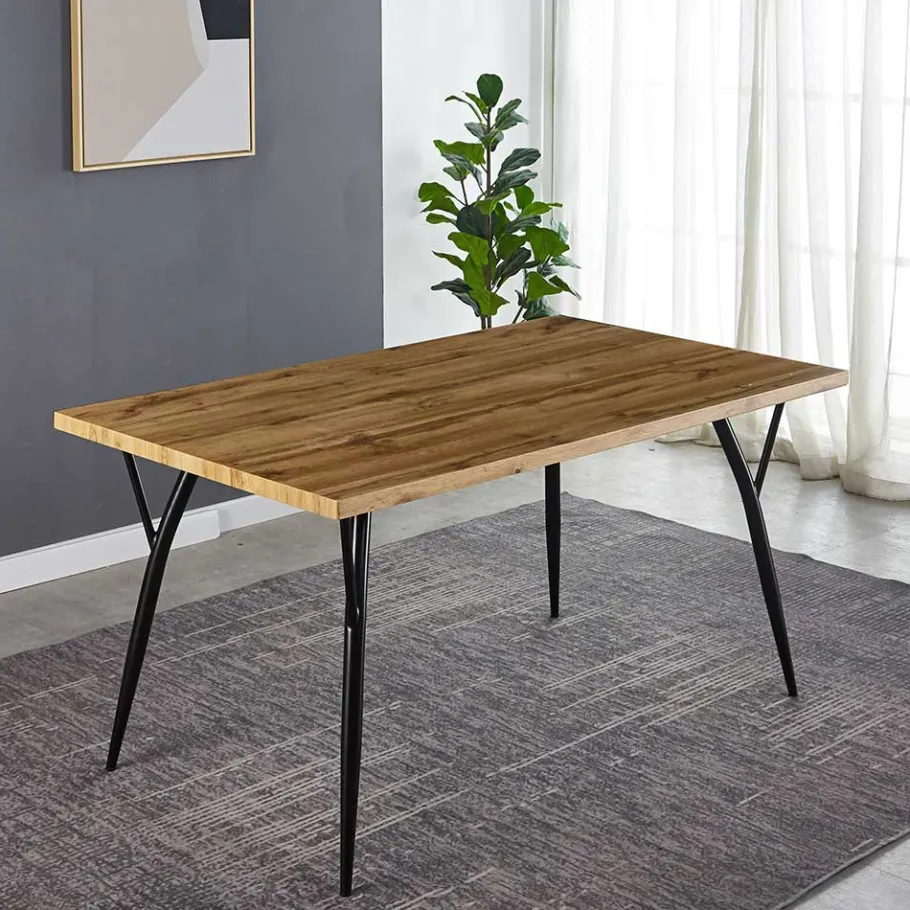 Clearance Wohnen 150x90 Skandi Designtisch in Eiche Dekor - Euskal