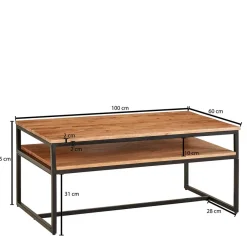 Wohnen 100x60 Sofatisch mit Ablage - Elefontra