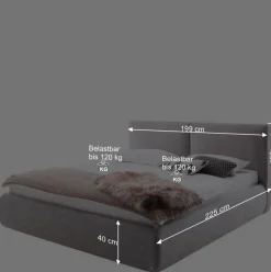 Wohnen 180x200 Stauraum Polsterbett in hellem Grau - Vilantinos