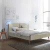 Best Wohnen 140x200 Stoffbett in Beige und Kernbuche - Dymcu