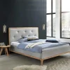 Best Wohnen 140x200 Stoffbett in Grau mit Holz - Palmiro