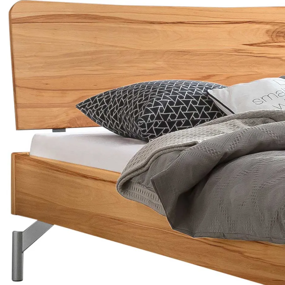Online Wohnen 140x200 Wildbuche Bett mit Metallfüßen - Ethina