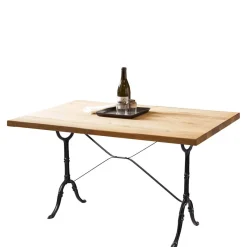 Outlet Wohnen 120x65 Wildeiche Tisch mit Gusseisen Gestell - Louves