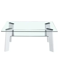 Wohnen 110x60 Wohnzimmer Glastisch mit Ablage - Masuca