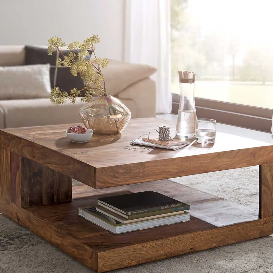 Online Wohnen 90x90 Wohnzimmer Holztisch aus Sheesham - Frosina