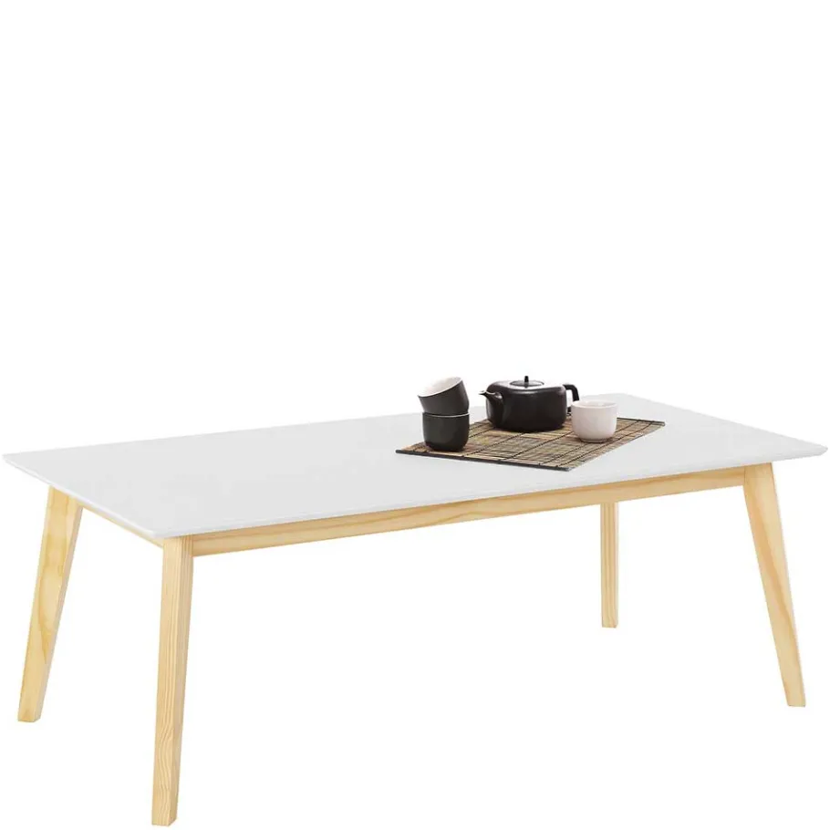 Outlet Wohnen 120x60 Wohnzimmer Tisch in Weiß & Kiefer - Tropezian