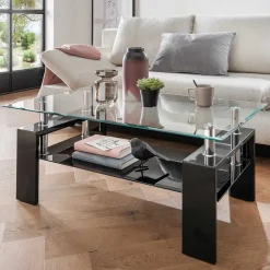 New Wohnen 100x60 Wohnzimmertisch aus Glas - Shian