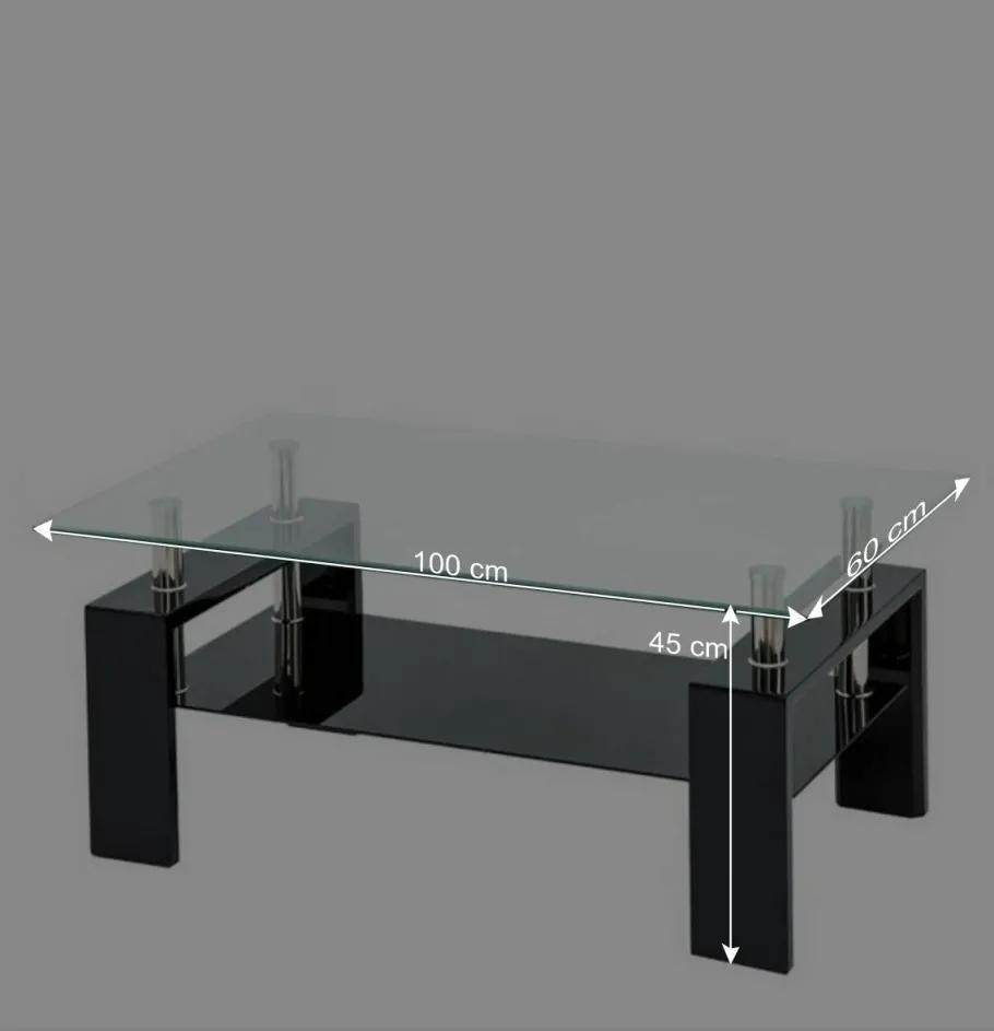 New Wohnen 100x60 Wohnzimmertisch aus Glas - Shian