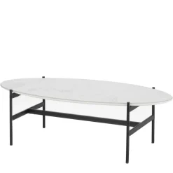 Wohnen 110x50 Wohnzimmertisch in Oval Marmor Optik - Inn