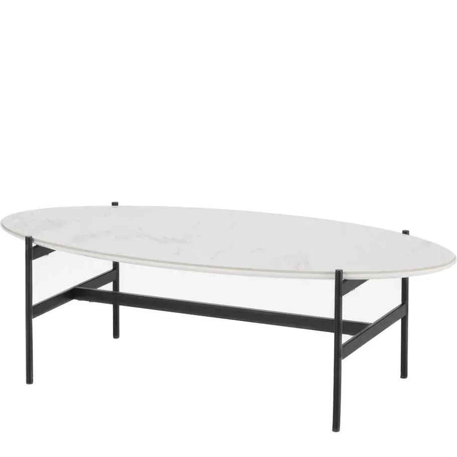 Wohnen 110x50 Wohnzimmertisch in Oval Marmor Optik - Inn