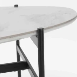 Wohnen 110x50 Wohnzimmertisch in Oval Marmor Optik - Inn