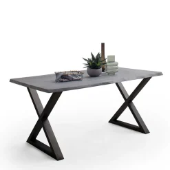 New Wohnen X-Bein Esszimmertisch mit Baumkante in Grau - Korcula