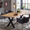 New Wohnen X-Fuß Designtisch mit Holz Platte mit Naturkante - Liyadiro