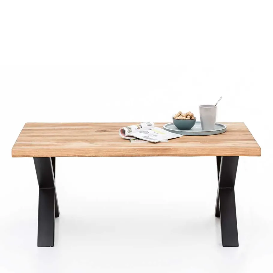 New Wohnen X-Fuß Sofatisch mit Live Edge Holzplatte - Riconia