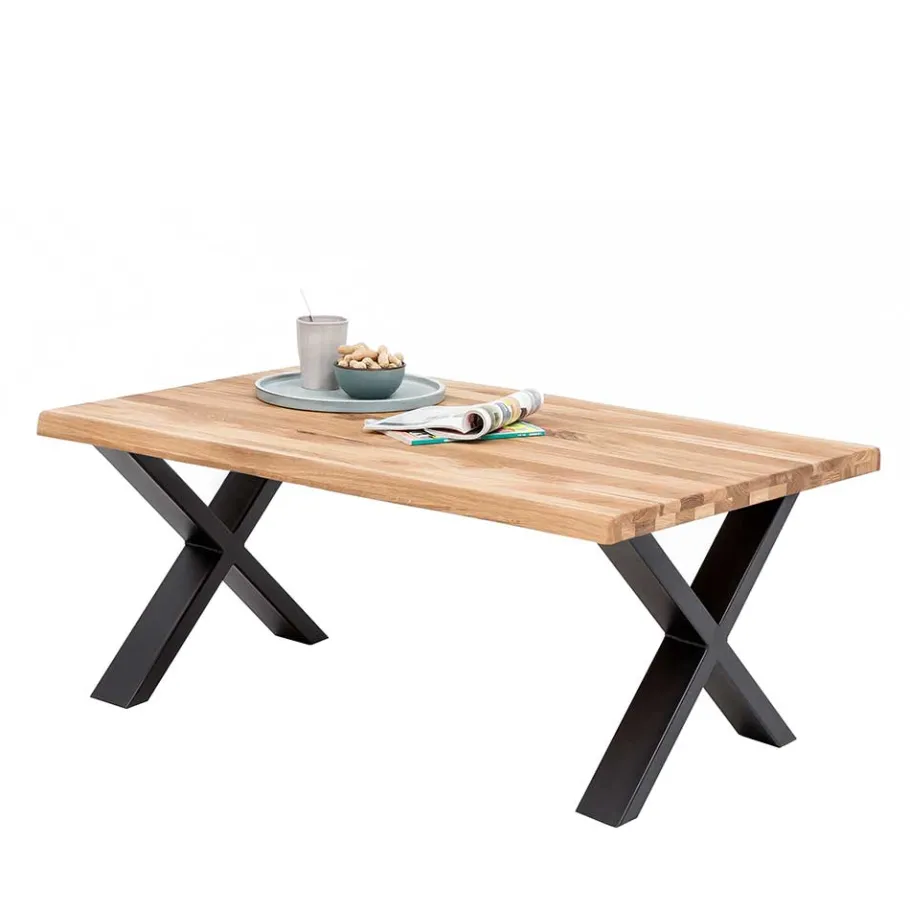 New Wohnen X-Fuß Sofatisch mit Live Edge Holzplatte - Riconia