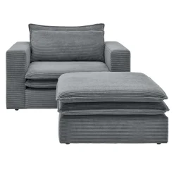 Sale Wohnen XL Sessel mit Hocker in Anthrazit - Ruffos (zweiteilig)