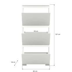 Online Wohnen 60x127x18 60 cm breiter Schuhschrank mit drei Walzen - Suad