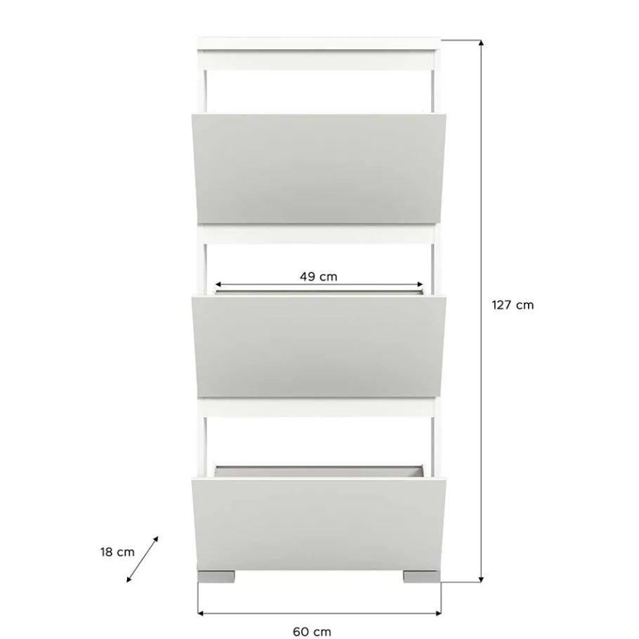 Online Wohnen 60x127x18 60 cm breiter Schuhschrank mit drei Walzen - Suad