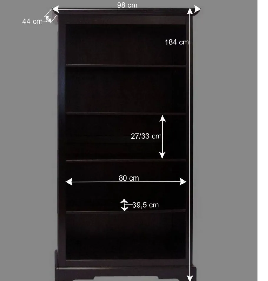 New Wohnen 98x184x44 5 Fächer Bücherregal im Kolonialstil - Islando