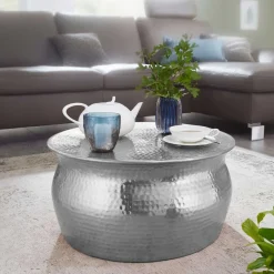 Discount Wohnen 60x31x60 Alu Couchtisch in Silberfarben - Bastia