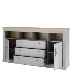 Online Wohnen 198x104x44 Anrichte in Lichtgrau & Eiche Optik - Buleta