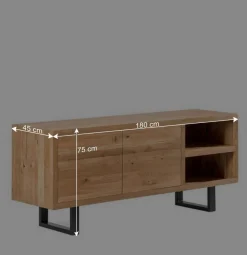 Best Wohnen 180x75x45 Asteiche Sideboard mit Metallfüßen - Ventida