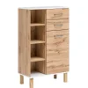 Discount Wohnen 67x115x35 Bad Highboard in Eiche NB & Weiß - Voinla