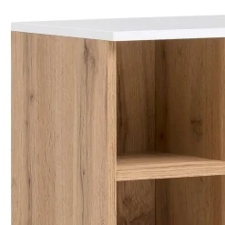 Discount Wohnen 67x115x35 Bad Highboard in Eiche NB & Weiß - Voinla