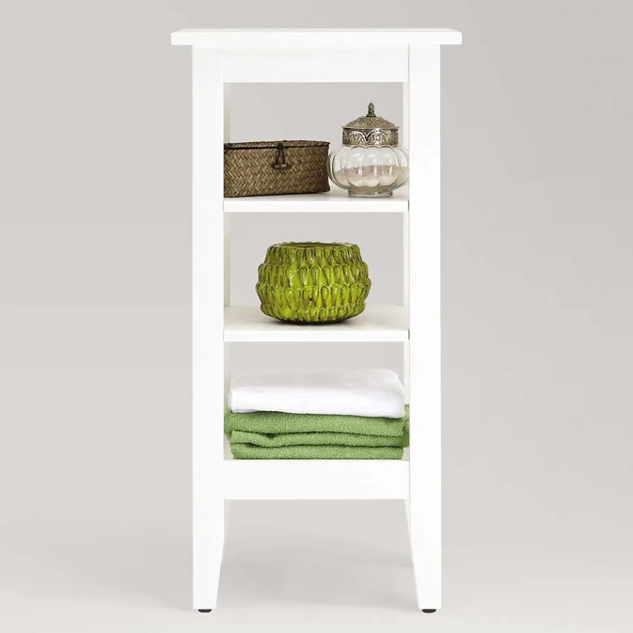 Outlet Wohnen 42x85x31 Bad Regal aus Kiefer in Weiß lasiert - Lousias