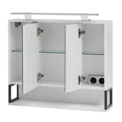 Outlet Wohnen 70x68x16 Bad Spiegelschrank aus Stahl in Weiß - Ismilav