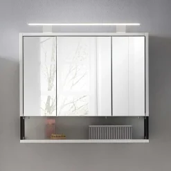 Outlet Wohnen 70x68x16 Bad Spiegelschrank aus Stahl in Weiß - Ismilav