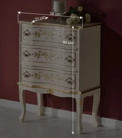 Best Wohnen 58x80x31 Barock Kommode mit drei Schubladen - Iviada