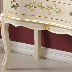 New Wohnen 75x88x35 Barock Sekretär in Weiß & Gold - Iviada