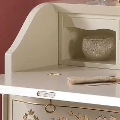 New Wohnen 75x88x35 Barock Sekretär in Weiß & Gold - Iviada
