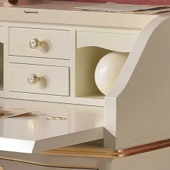 New Wohnen 75x88x35 Barock Sekretär in Weiß & Gold - Iviada