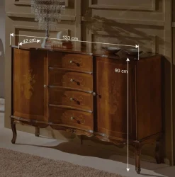 Hot Wohnen 133x90x42 Barock Sideboard in Nussbaumfarben - Motiz
