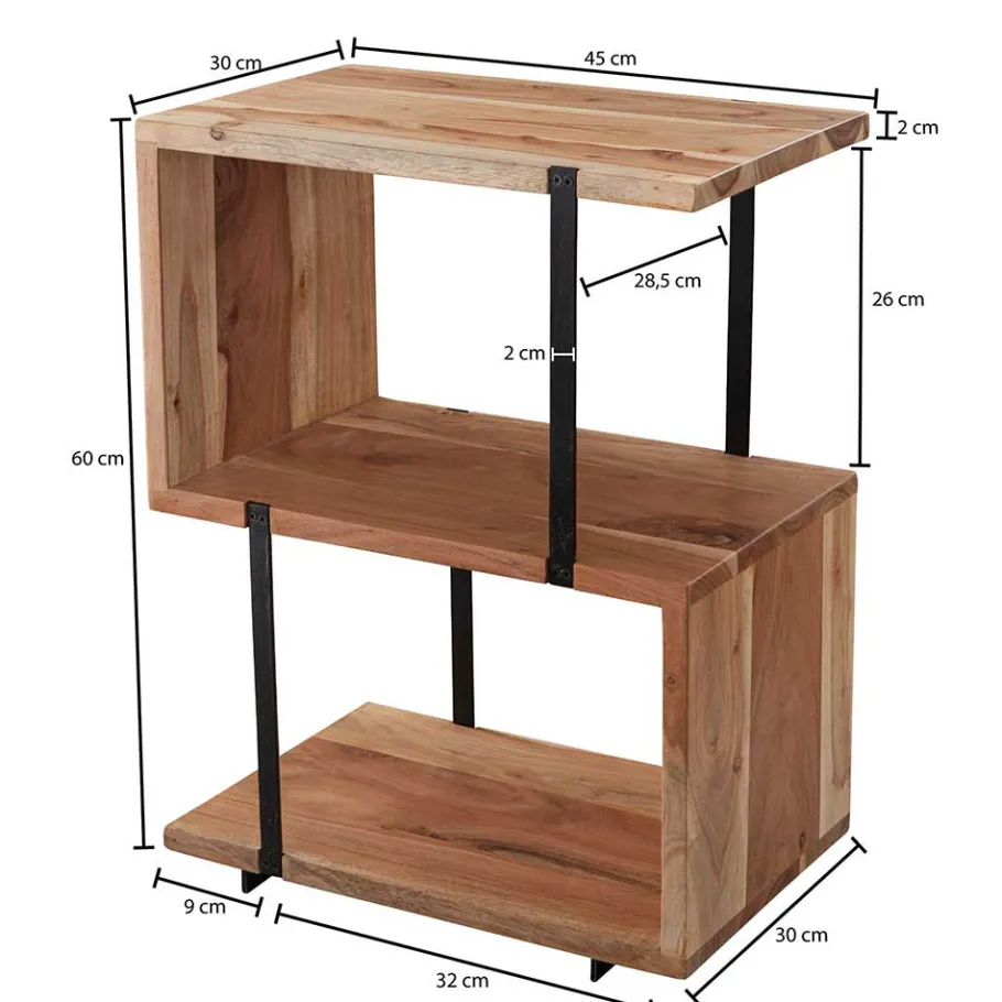 Hot Wohnen 45x60x30 Beistelltisch Regal in Akazie - Matic