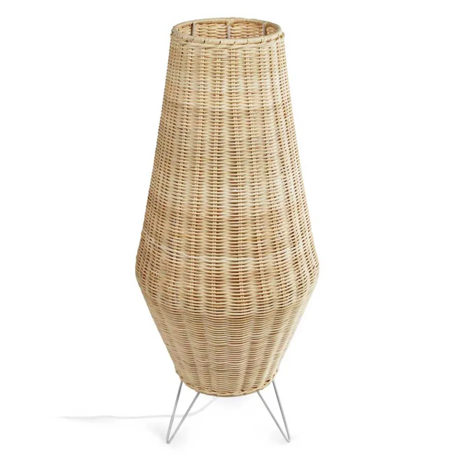 New Wohnen 30x70x30 Bodenleuchte aus Rattan Geflecht in Beige - Jannios