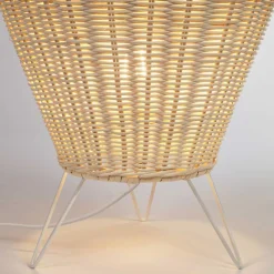 New Wohnen 30x70x30 Bodenleuchte aus Rattan Geflecht in Beige - Jannios