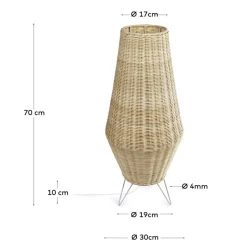 New Wohnen 30x70x30 Bodenleuchte aus Rattan Geflecht in Beige - Jannios
