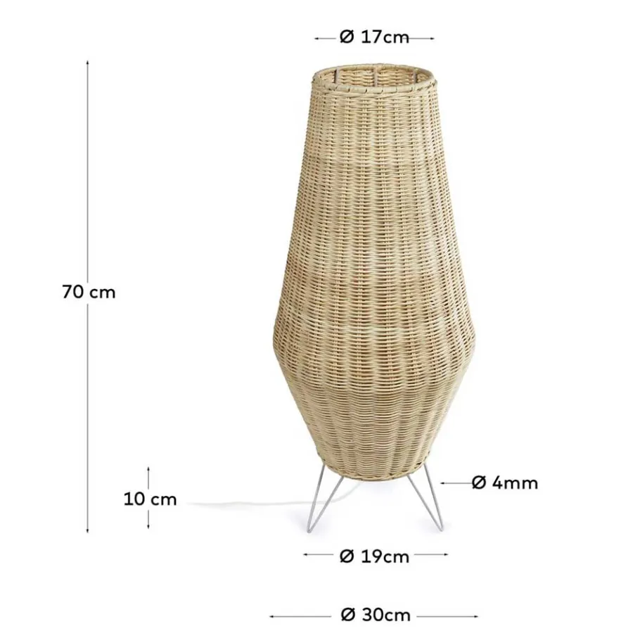 New Wohnen 30x70x30 Bodenleuchte aus Rattan Geflecht in Beige - Jannios
