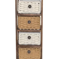 New Wohnen 30x73x25 Braunes Holzregal mit vier Körben - Zeus