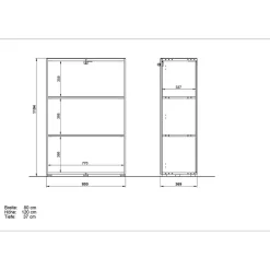 Hot Wohnen 80x120x37 Büroschränke & Büroregal - Laszlo (dreiteilig)