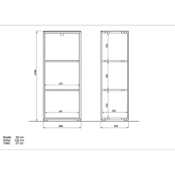 Hot Wohnen 80x120x37 Büroschränke & Büroregal - Laszlo (dreiteilig)