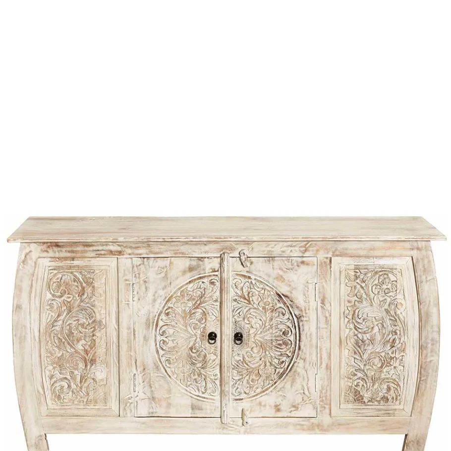 Clearance Wohnen 166x85x40 cm Akazie Sideboard in White Wash - Omie