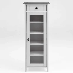 Clearance Wohnen 55x149x35 cm Badezimmer Vitrine in Weiß & Grau - Mirandesca